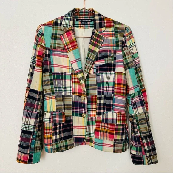 Vintage Ralph Lauren Patchwork Madras Blazer Jacket Plaid Preppy - Picture 7 of 13